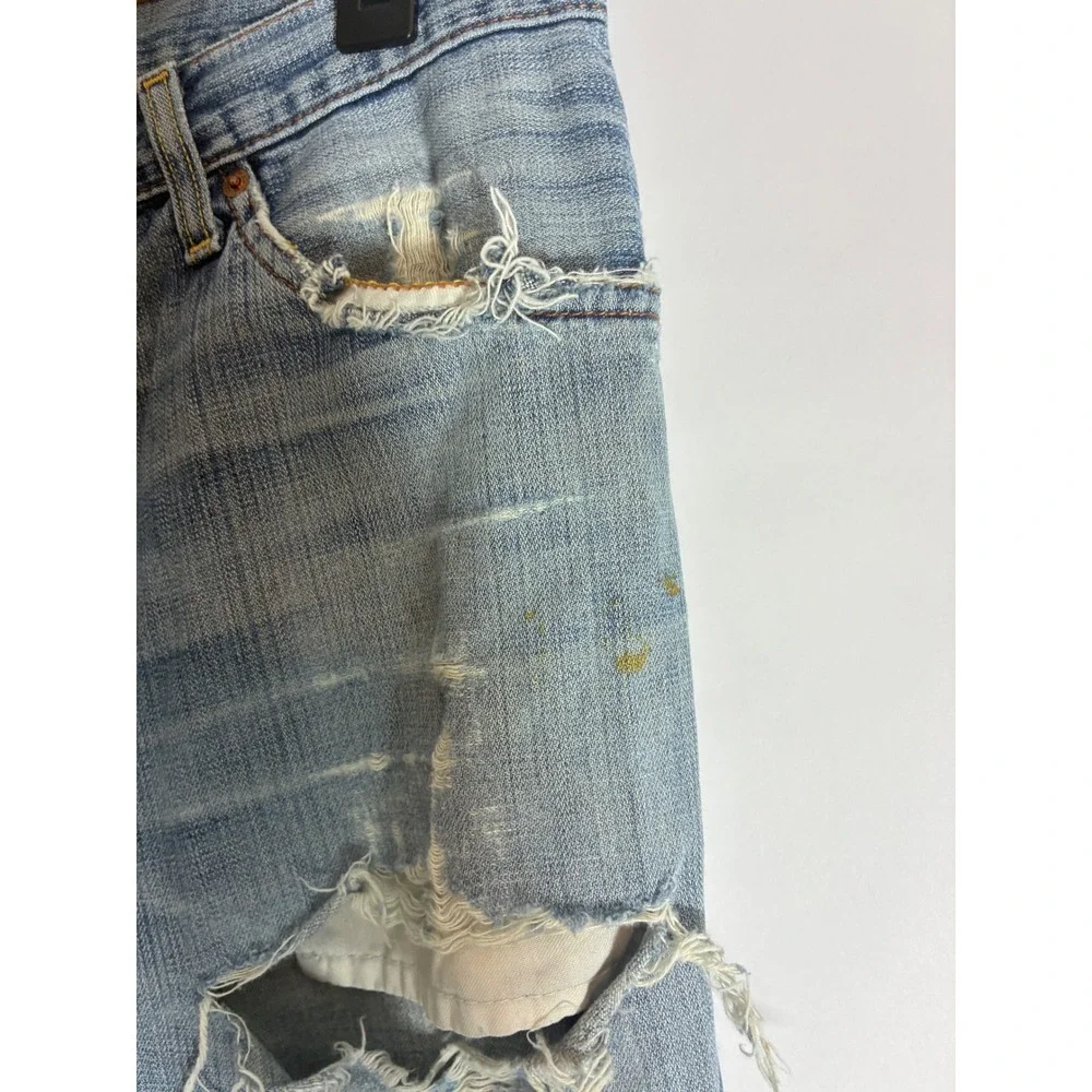 Levis 514 Straight Leg Jeans Light Wash Distressed Thrashed Skater Grunge 34x26